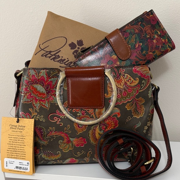 Patricia Nash Handbags - Patricia Nash Brown Floral Leather-Accent Crossbody with Wallet